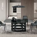 Stały stół 210x110 cm z gładkim, dymionym szklanym blatem Made in Italy - Tano