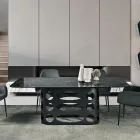 Stół stały 210x110 cm z blatem ze szkła młotkowanego Made in Italy - Tano Viadurini