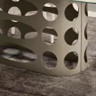 Stół stały 210x110 cm z żebrowanym szklanym blatem Made in Italy - Tano Viadurini