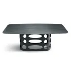 Stół stały 210x110 cm z żebrowanym szklanym blatem Made in Italy - Tano Viadurini