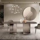 Stały stół 240x120 cm z przezroczystego szkła żebrowanego Wyprodukowano we Włoszech - Varo Viadurini