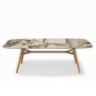 Naprawiony stół w kształcie beczki z podstawą z jesionu z orzecha Canaletto Made in Italy - North Viadurini