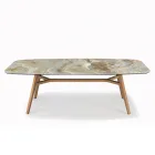 Naprawiony stół w kształcie beczki z podstawą z jesionu z orzecha Canaletto Made in Italy - North Viadurini