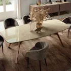 Naprawiony stół w kształcie beczki z podstawą z jesionu z orzecha Canaletto Made in Italy - North Viadurini