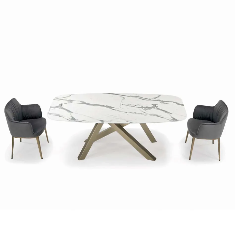 Naprawiony stół beczkowy z blatem laminowanym Made in Italy - Settimmio Viadurini