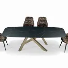 Naprawiony stół beczkowy z blatem laminowanym Made in Italy - Settimmio Viadurini