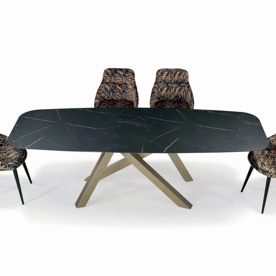 Naprawiony stół beczkowy z blatem laminowanym Made in Italy - Settimmio Viadurini