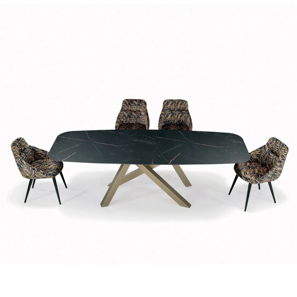 Naprawiony stół beczkowy z blatem laminowanym Made in Italy - Settimmio Viadurini