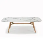 Naprawiono stół w kształcie beczki z laminatu i drewna jesionowego Made in Italy - North Viadurini