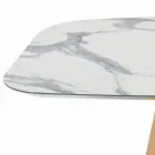 Naprawiono stół w kształcie beczki z laminatu i drewna jesionowego Made in Italy - North Viadurini