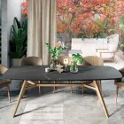 Naprawiono stół w kształcie beczki z laminatu i drewna jesionowego Made in Italy - North Viadurini