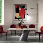 Stały stół ze stalową podstawą i ceramicznym blatem Made in Italy - Spodnie Viadurini