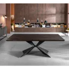 Naprawiono stół z metalową podstawą i fornirowanym dębowym blatem - granatowy Viadurini