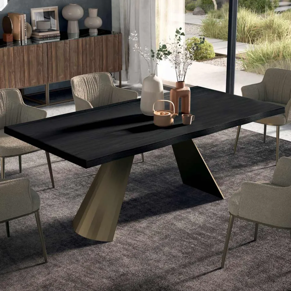 Naprawiony stół z nieregularną korowaną krawędzią Made in Italy - Okulary Viadurini