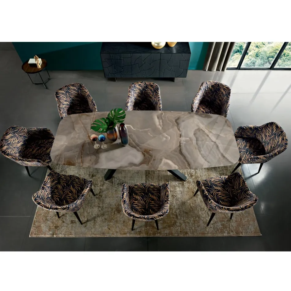 Naprawiono stół z blatem w kształcie beczki z ceramiki wyprodukowanej we Włoszech - Settimmio Viadurini