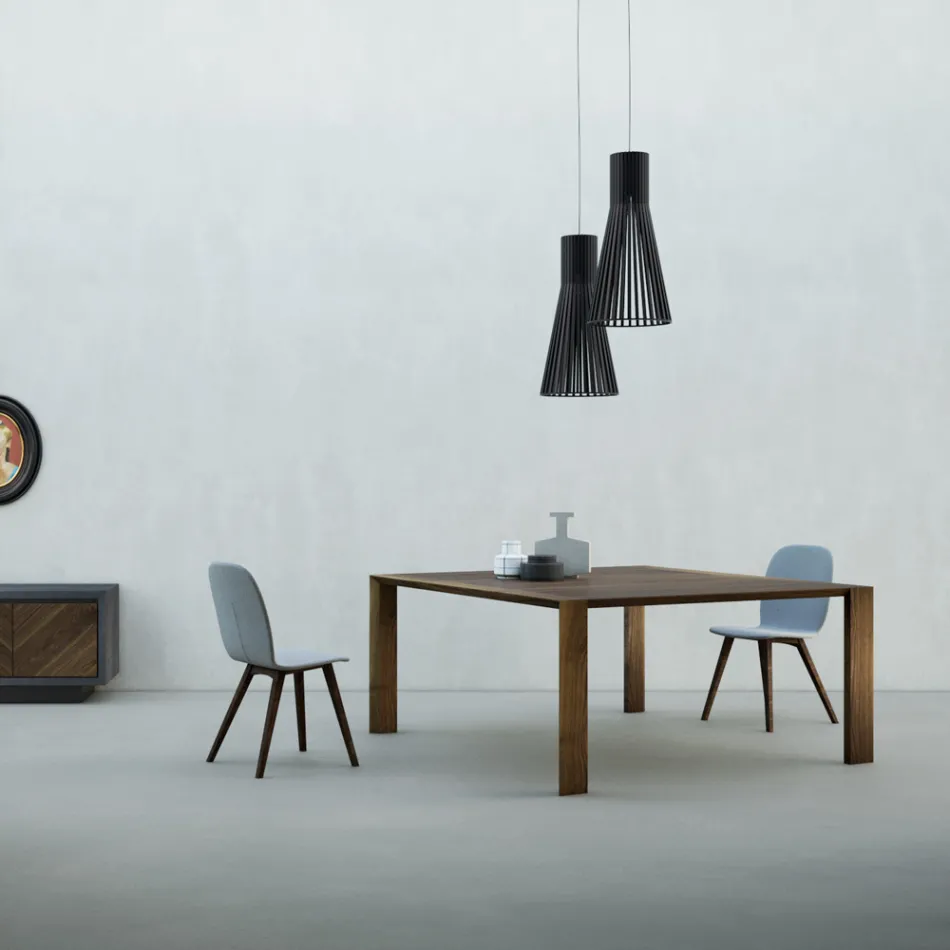 Naprawiono stół ze ściętym blatem z orzecha Canaletto Made in Italy - kaspijski Viadurini