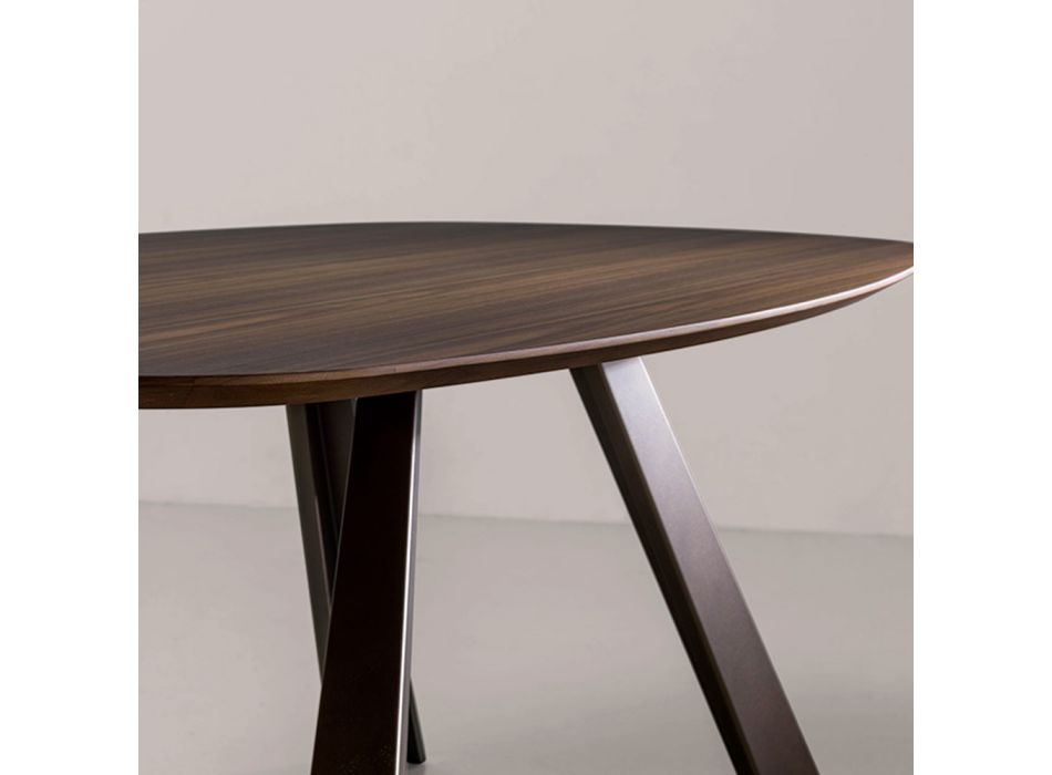 Naprawiono stół z eliptycznym blatem i ściętą krawędzią Made in Italy - Tirian Viadurini