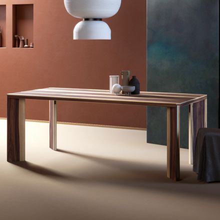 Naprawiono stół z fornirowanym blatem na płycie wiórowej topolowej Made in Italy - Tisroc Viadurini
