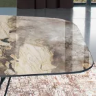 Naprawiono stół z ceramicznym blatem w kształcie beczki i stalową podstawą Made in Italy - Ezzellino Viadurini