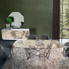 Naprawiono stół z ceramicznym blatem w kształcie beczki i stalową podstawą Made in Italy - Ezzellino Viadurini