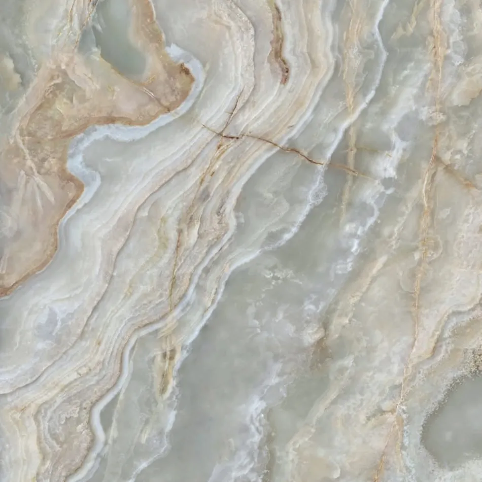 Naprawiono stół z polerowanym srebrnym blatem ceramicznym onyksowym Made in Italy - Grotta Viadurini