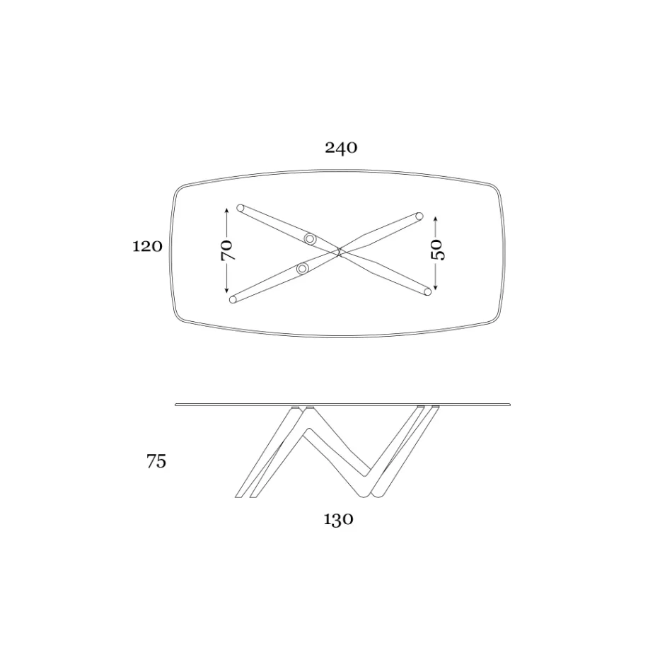Naprawiony stół do jadalni ze szkła i sztywnego poliuretanu Made in Italy - lawenda Viadurini
