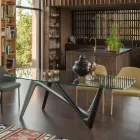 Naprawiony stół do jadalni ze szkła i sztywnego poliuretanu Made in Italy - lawenda Viadurini