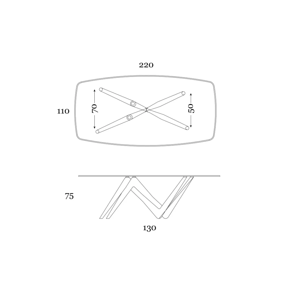 Naprawiony stół do jadalni ze szkła i sztywnego poliuretanu Made in Italy - lawenda Viadurini