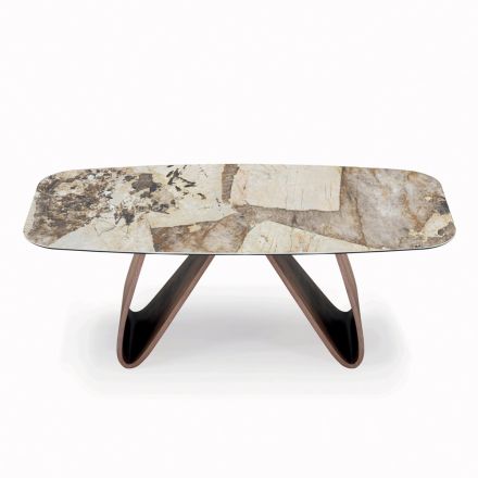 Naprawiony stół do salonu z drewnianą podstawą Made in Italy - Equatore Viadurini