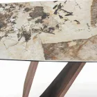 Naprawiony stół do salonu z drewnianą podstawą Made in Italy - Equatore Viadurini