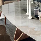 Naprawiony stół do salonu z drewnianą podstawą Made in Italy - Equatore Viadurini