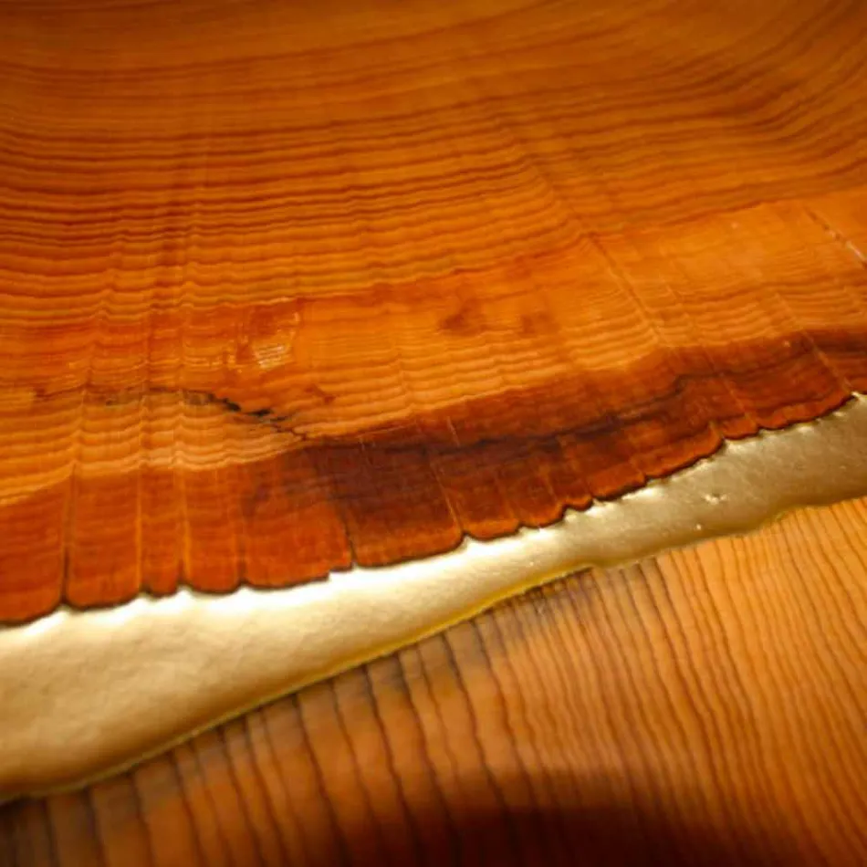 Naprawiono stół z prostokątnego drewna i żywicy wykonanej we Włoszech Jam Viadurini