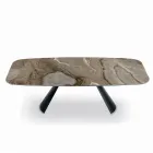 Naprawiono ceramiczny stół i podstawę ze stali malowanej na czarno, wyprodukowane we Włoszech - okulary Viadurini