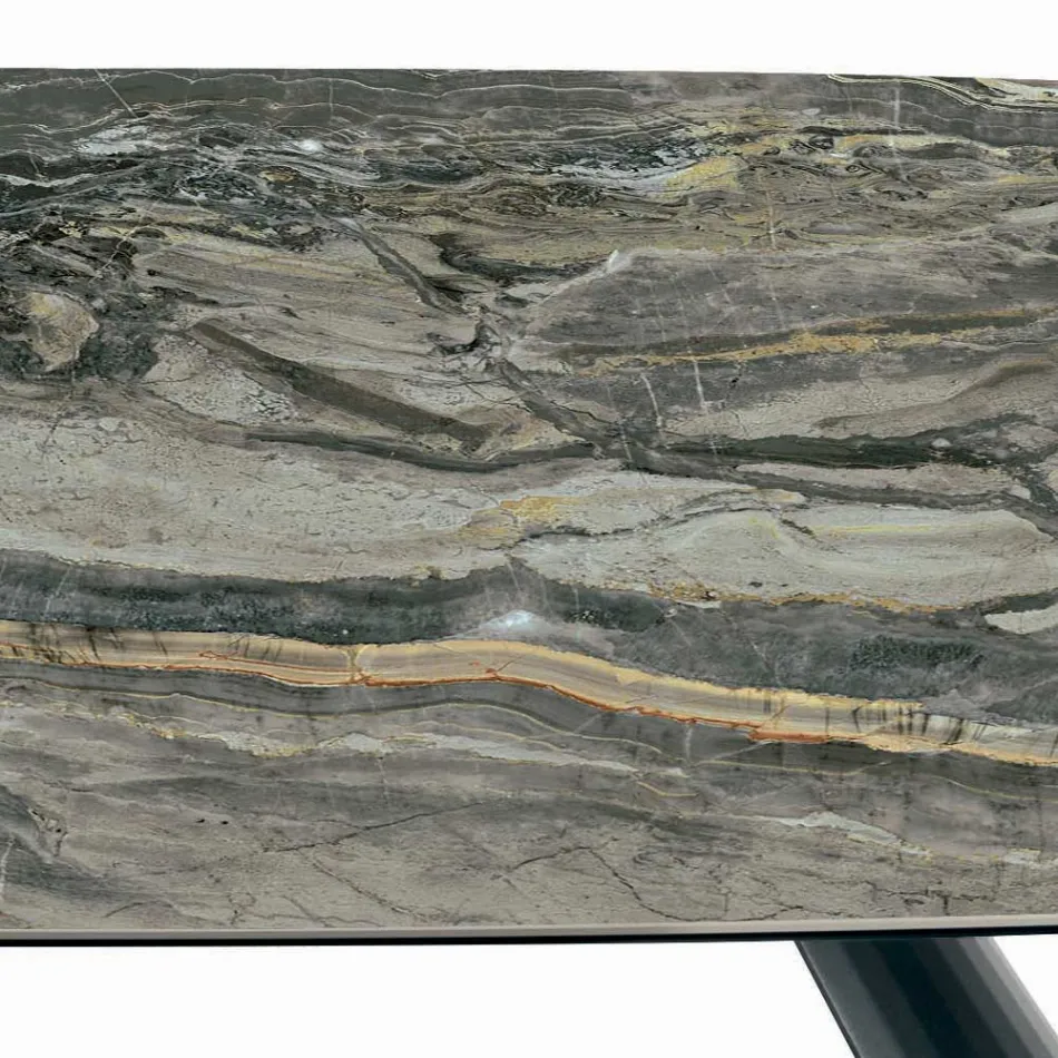 Naprawiono ceramiczny stół i podstawę ze stali malowanej na czarno, wyprodukowane we Włoszech - okulary Viadurini