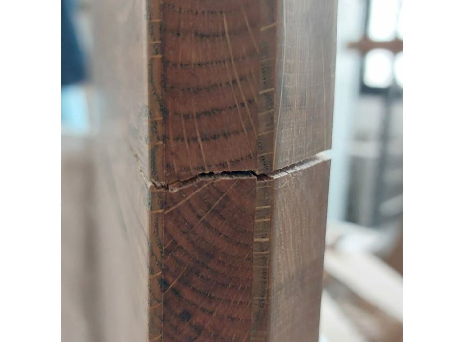 Stały stół z litego drewna z nogami ze szkła hartowanego Tito Viadurini