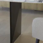 Stały stół z metalowym i ceramicznym blatem Arabesque Glossy - Eronte Viadurini