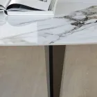 Stały stół z metalowym i ceramicznym blatem Arabesque Glossy - Eronte Viadurini