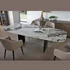 Stały stół z metalowym i ceramicznym blatem Arabesque Glossy - Eronte Viadurini