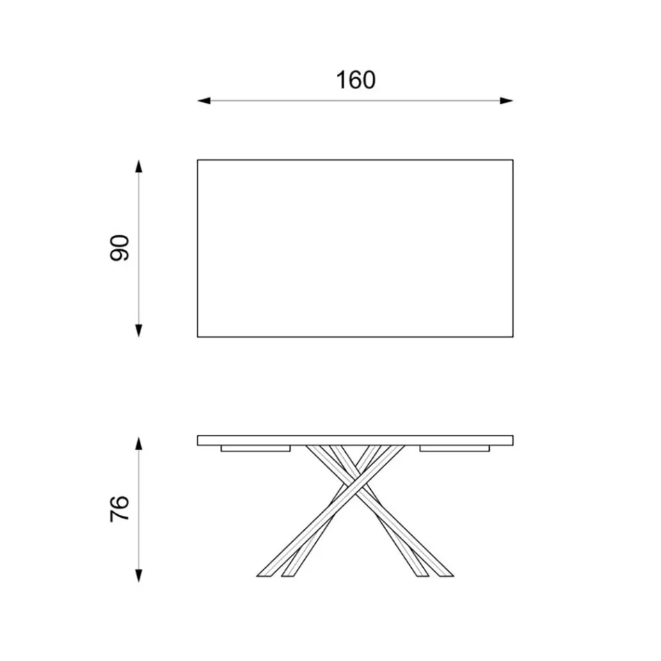 Naprawiono stół z okleiną dębową i czarną metalową podstawą - Skipper Viadurini