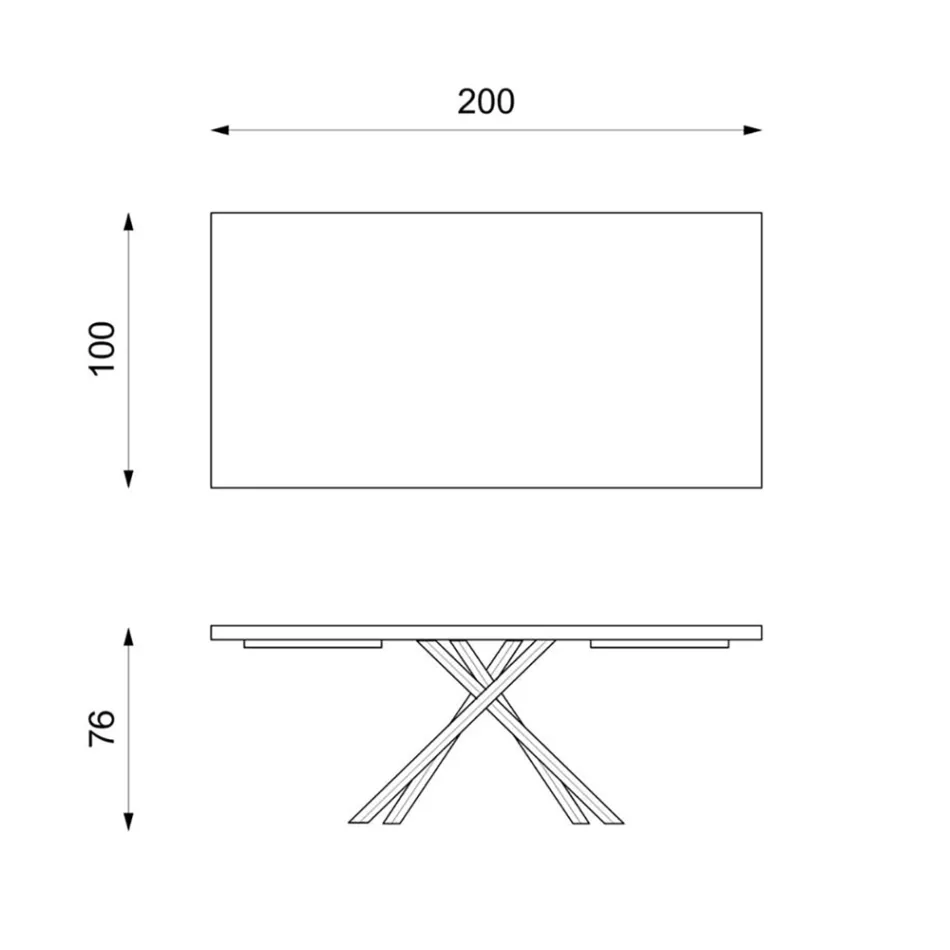 Naprawiono stół z okleiną dębową i czarną metalową podstawą - Skipper Viadurini