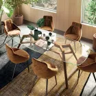 Naprawiono stół z wyjątkowo przezroczystego szkła i popiołu Wyprodukowano we Włoszech - północ Viadurini