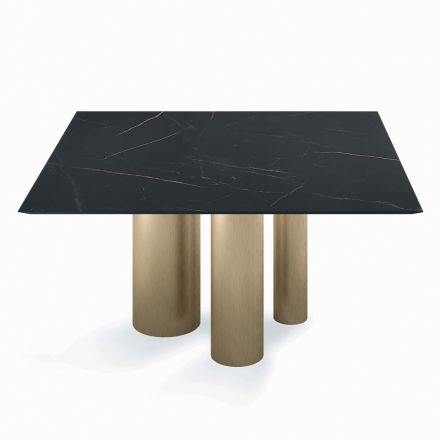 Naprawiono kwadratowy stół z laminatu i stali Made in Italy - Nożyczki Viadurini