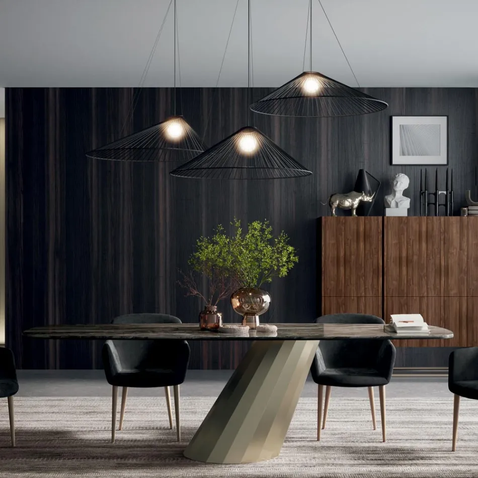 Naprawiono prostokątny stół ze stali i ceramiki Made in Italy - Spodnie Viadurini