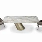 Naprawiono prostokątny stół ze stali i ceramiki Made in Italy - Spodnie Viadurini