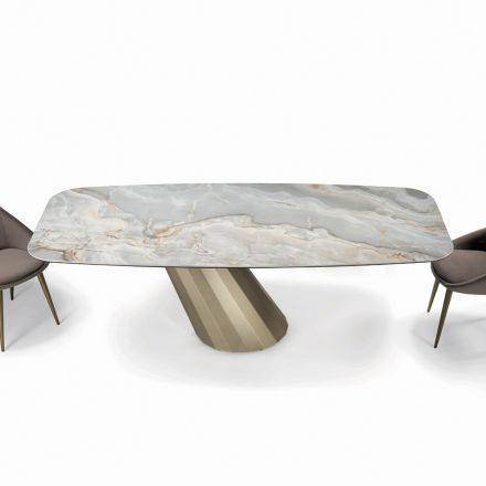Naprawiono prostokątny stół ze stali i ceramiki Made in Italy - Spodnie Viadurini