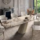 Naprawiono prostokątny stół ze stali i ceramiki Made in Italy - Spodnie Viadurini