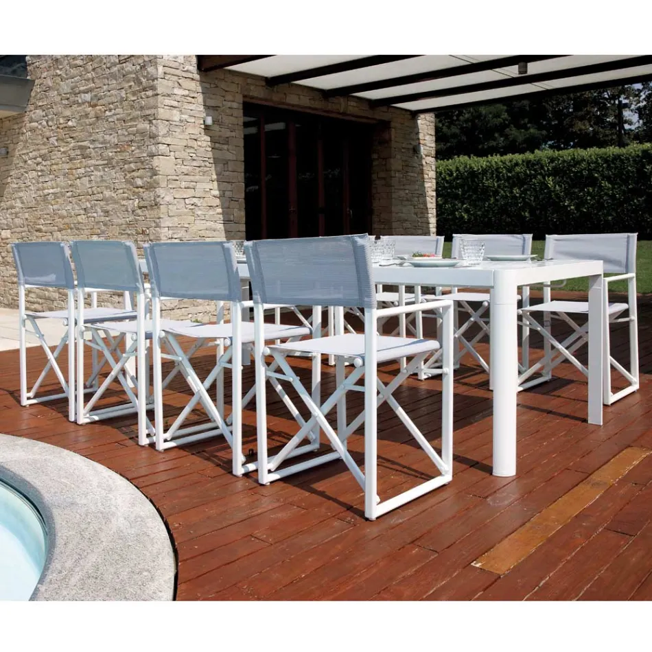 Stół ogrodowy rozkładany do 240 cm z aluminiową konstrukcją - Geoffroy Viadurini