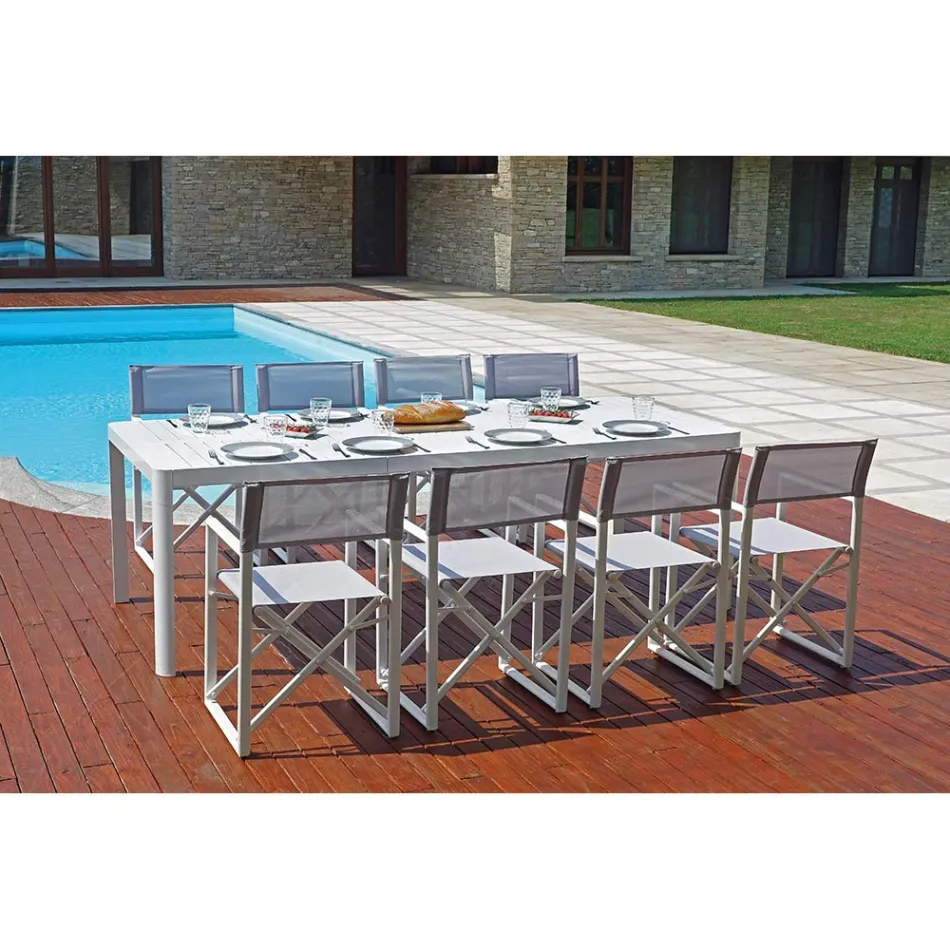 Stół ogrodowy rozkładany do 240 cm z aluminiową konstrukcją - Geoffroy Viadurini
