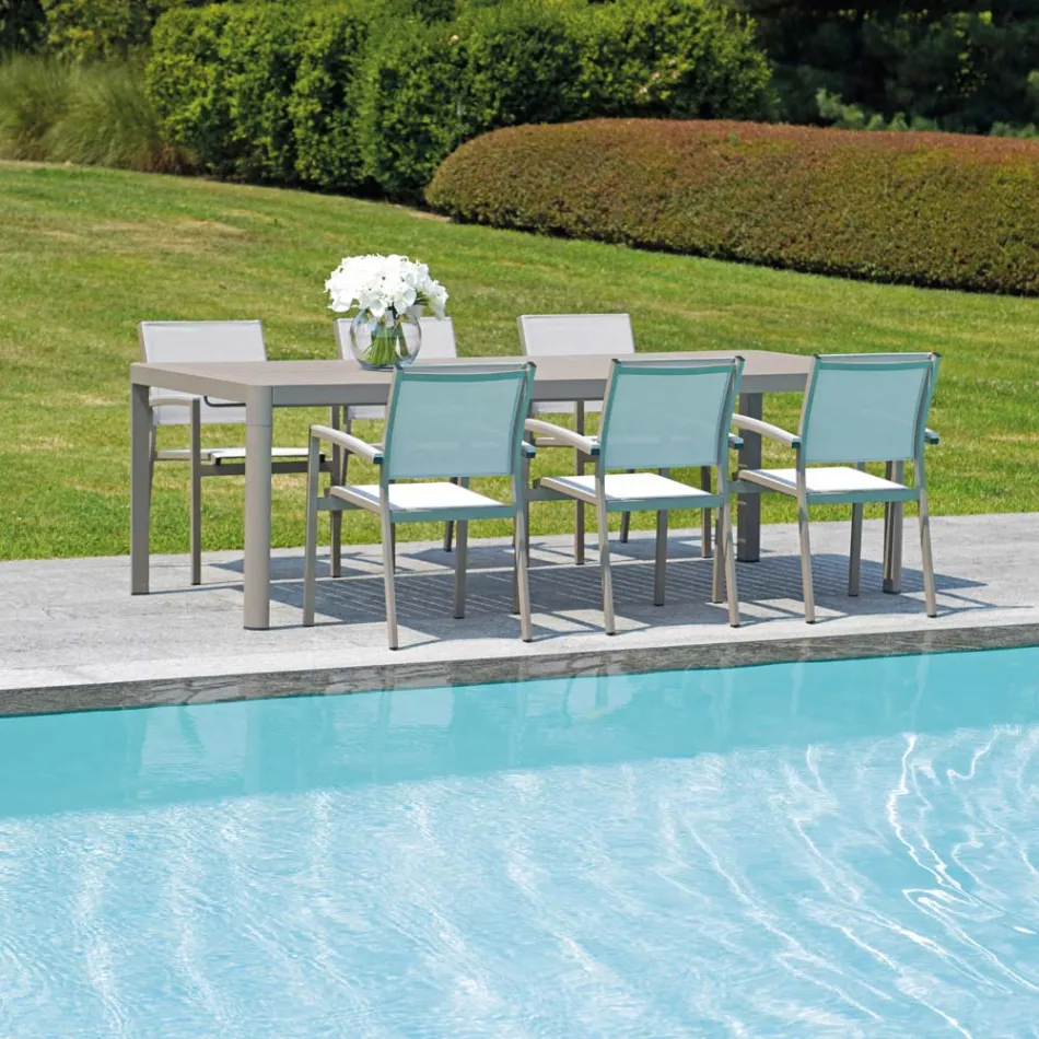 Stół ogrodowy rozkładany do 240 cm z aluminiową konstrukcją - Geoffroy Viadurini