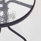 Stół ogrodowy ze stali z okrągłym szklanym blatem Elegancki design - Purizia Viadurini